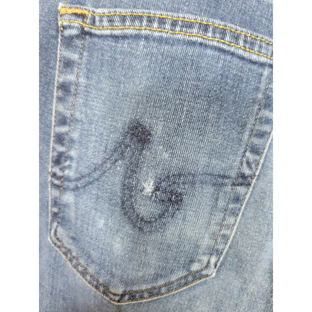 Adriano Goldschmied Slim Straight Jeans Mens Size 32x32 Blue Stretch Distressing